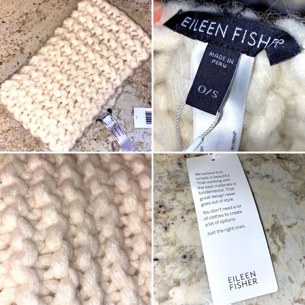 New $139 EILEEN FISHER Baby Alpaca Snood Infinity Scarf Ivory NWT